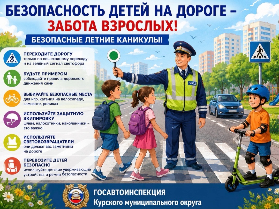 ПАМЯТКА РОДИТЕЛЯМ о безопасности дорожного движения в период летних каникул.